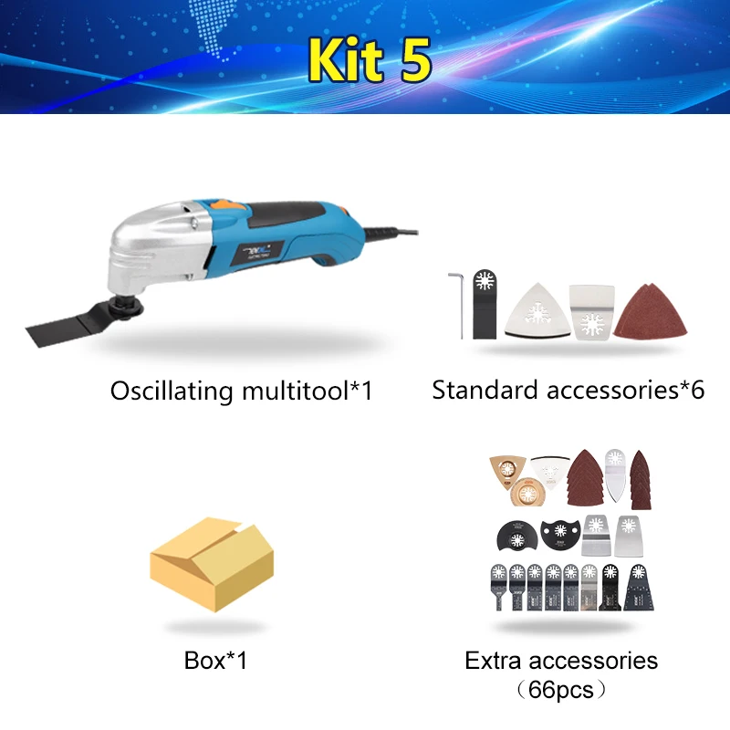kit 5 МНОГОФУНКЦИОНАЛЬНЫЙ электроинструмент электрический триммер, Реноватор пилы 300 Вт Multimaster Осциллирующий Инструмент с ручкой, DIY обустройство дома - Цвет: kit 5
