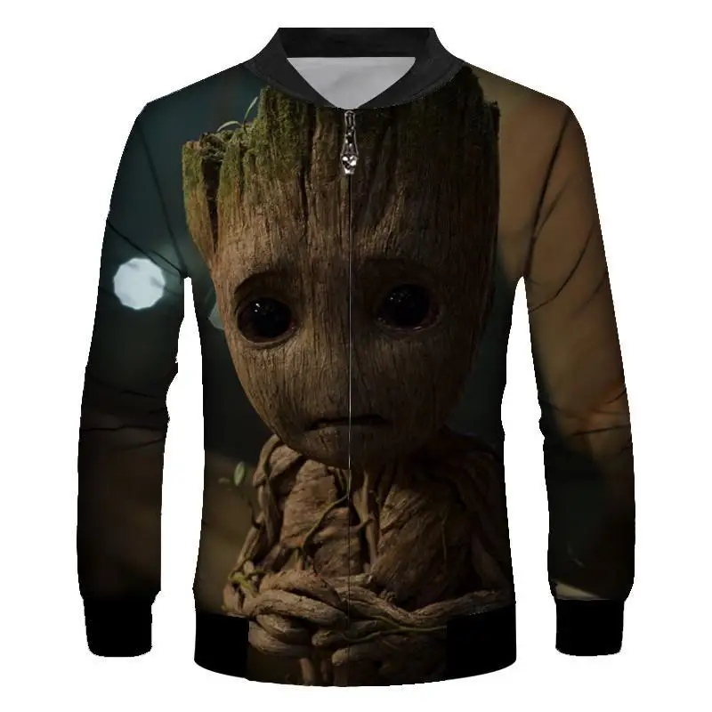 Куртка бомбер мужская с принтом Повседневная Уличная одежда на молнии