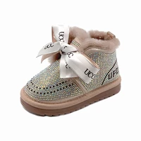 2021 new winter girls boots rhinestone princess warm plush cotton kids shoes non slip fashion toddler baby shoes