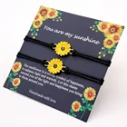 (A SET) подсолнухи маргаритки Браслеты Регулируемый веревочный браслет для женщин девочек унисекс модные ювелирные изделия Прямая поставка