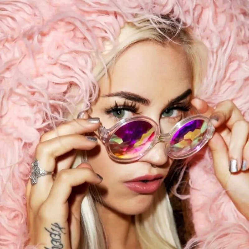 Круглый калейдоскоп солнцезащитные очки рейв фестиваль Для мужчин женщин