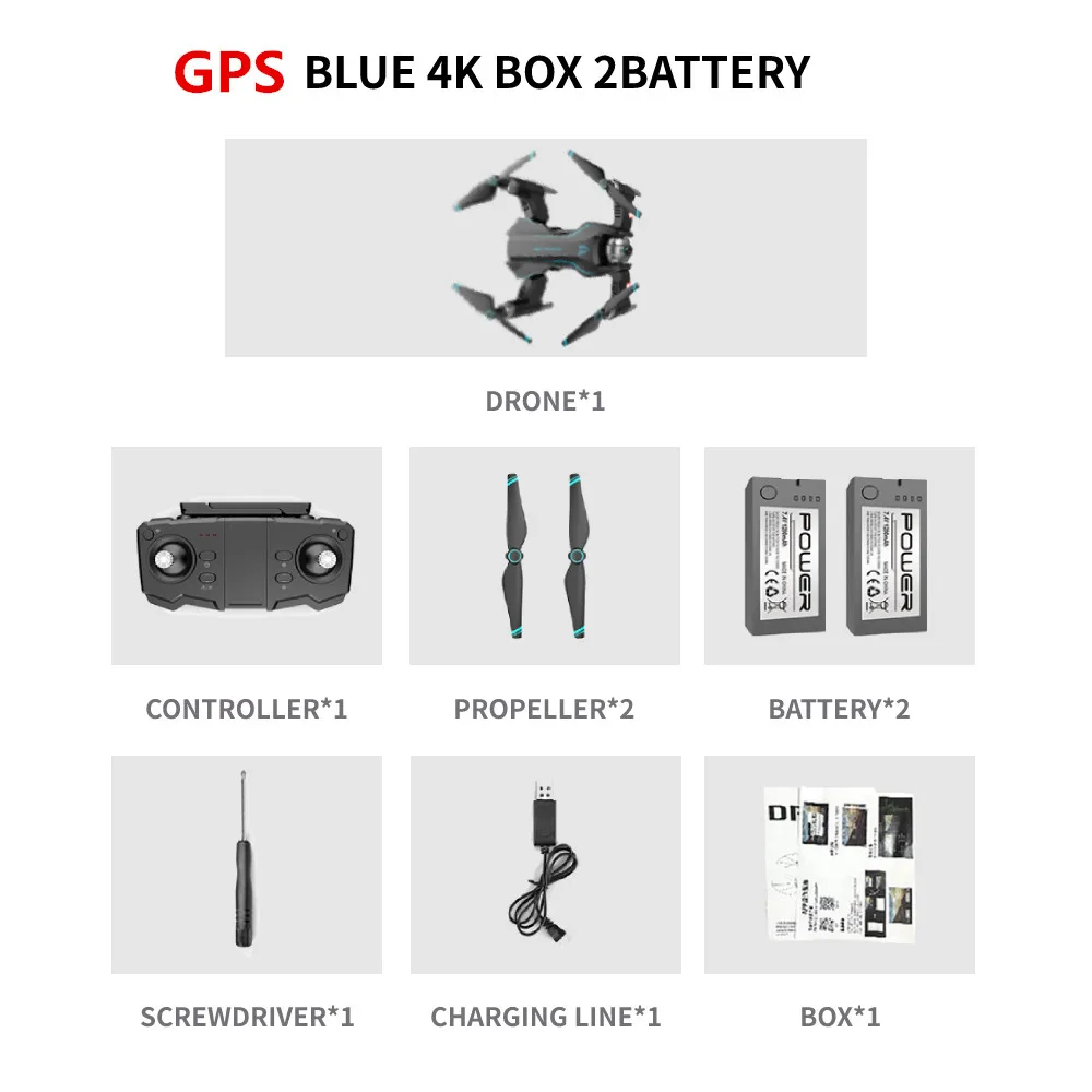 GPS BLUE 4K B0X 2B S20 gps Дрон с 4K HD двойной X50 зум Камера оптический поток жестов фото RC вертолет Профессиональный Дрон Квадрокоптер VS SG907 E58 - Цвет: GPS BLUE 4K B0X 2B