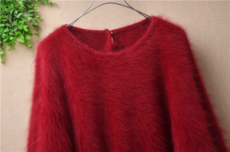 Пуловер женский из шерсти норки и кашемира с длинными рукавами летучая мышь |