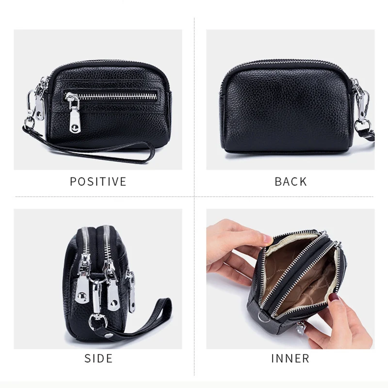 Клатч из натуральной кожи женский маленький клатч с ремешком на запястье кошелек