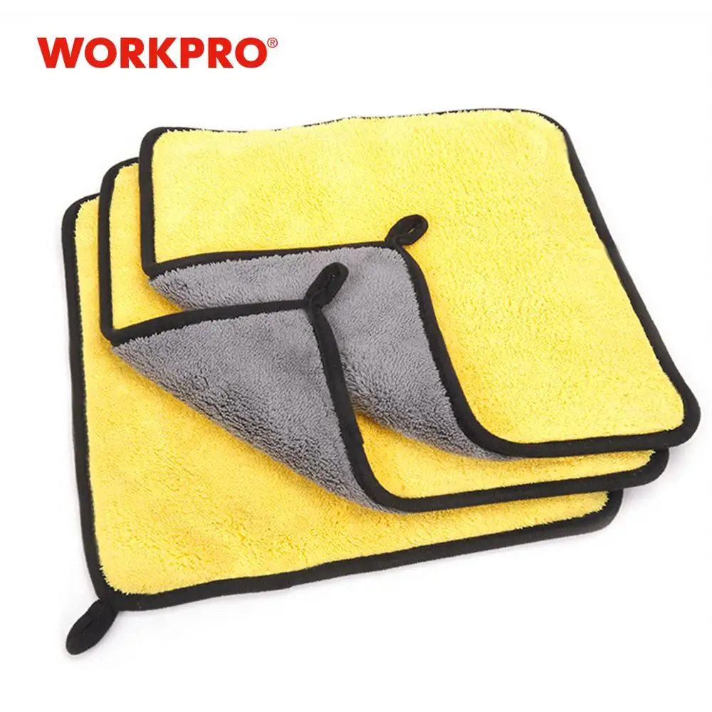 Двухстороннее полотенце из микрофибры WORKPRO 3 шт./лот для мытья автомобиля
