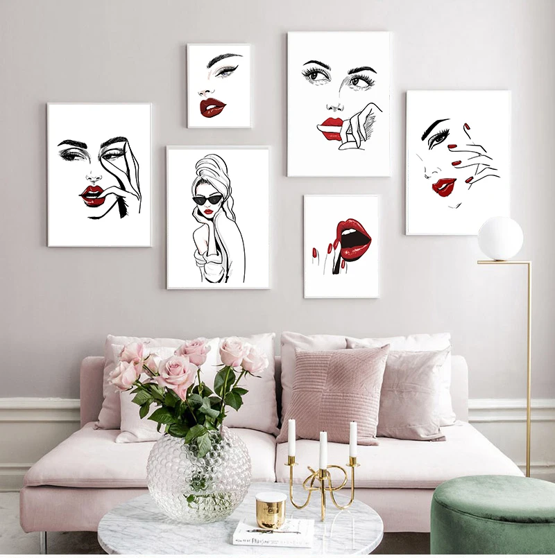 

Скандинавская мода, постер для макияжа, принты, умеренная сексуальная красота, женщина, цитаты, искусство стены, картина, спальня, украшение ...