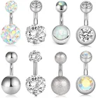8 предмета в комплекте, футболки для мальчиков с короткими пупка кольца 14G Нержавеющаясталь для Для женщин девочек пупка кольца с фианитами (CZ) штанга для пирсинга, 6 мм, 10 мм
