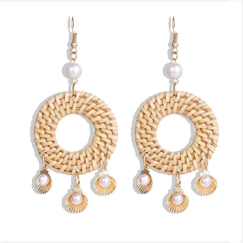 VKME fashion shell earrings set ladies bohemian flowers long tassel earrings 6 pairs / set ladies Brincos Beach Jewelry - Окраска металла: ZL0000629