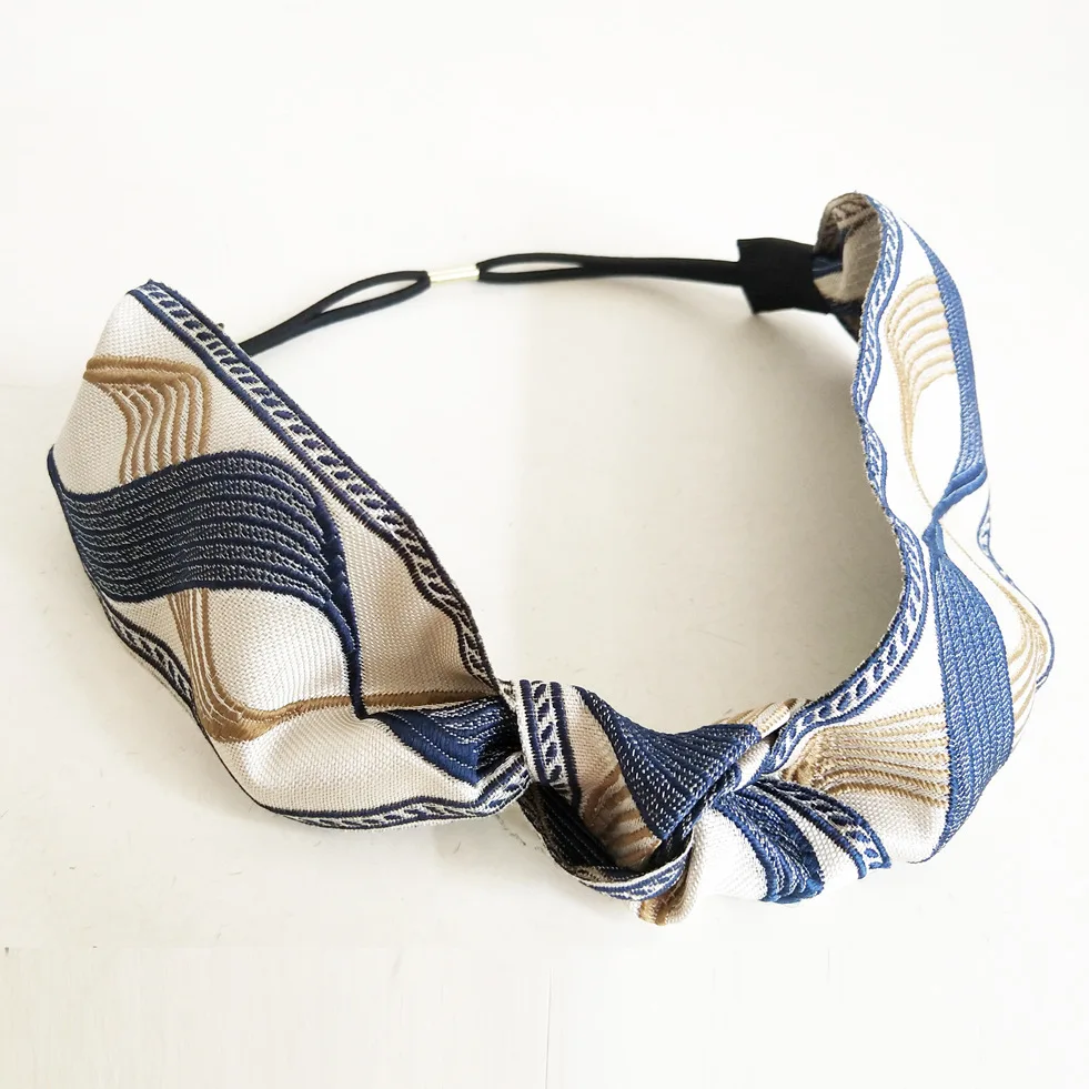 

Embroidered Geometry Knot Hairbands For Women Hair Accessories For Girls Hair Band Crown Flower Headbands For Women