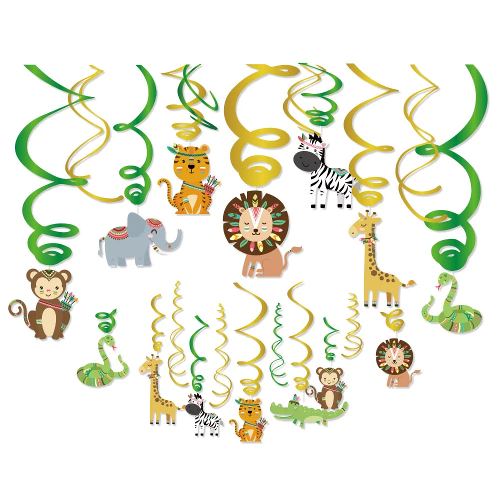 Baby Shower индийские Животные висит завитки Safair джунгли вечерние Dcorations лесной ПВХ