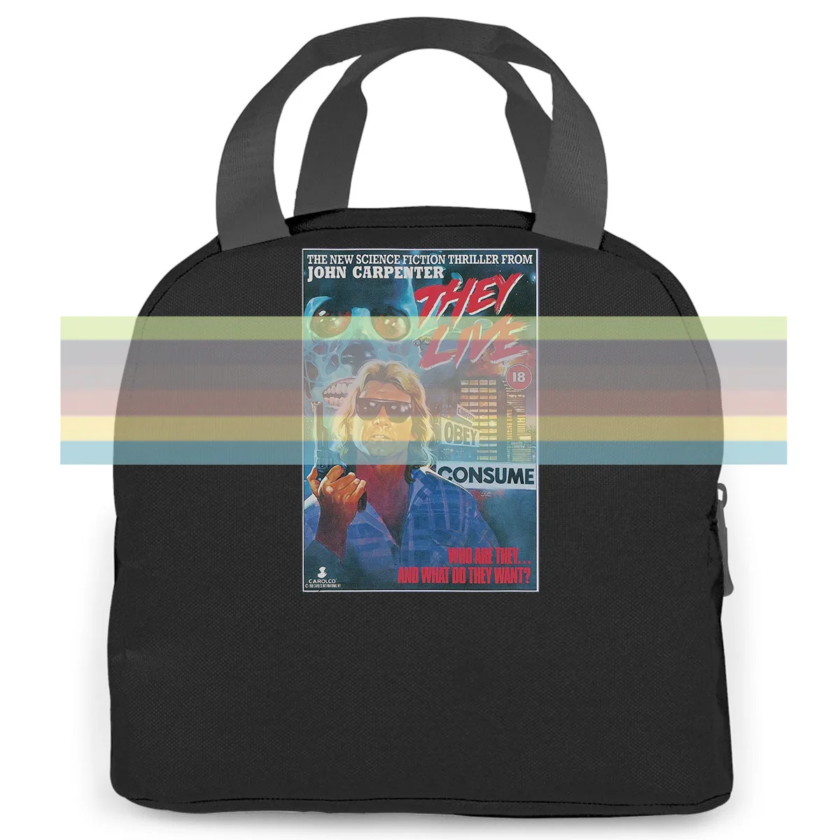 

Uk Print King They Live John Carpenter Movie Poster Designer Unisex Male Pattern women men Portable insulated lunch bag school