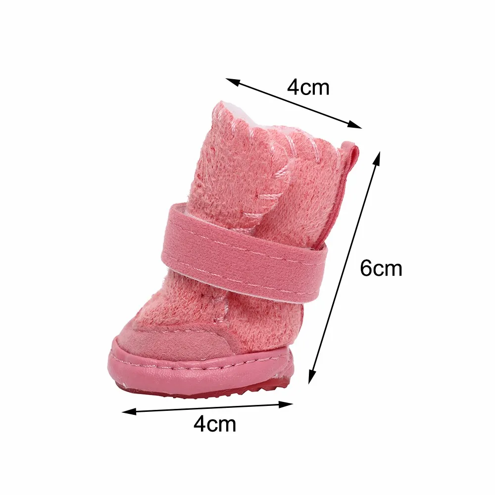 

New 4 pieces/set of thick snow dog shoes pet anti-ski boots warm cotton sneakers plush winter puppy cat warm boots pet supplies
