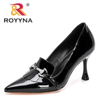royyna 2021 new designers genuine leather pumps women fashion high heels shoes black ladies wedding shoes stiletto feminimo