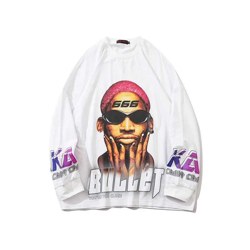 

Hip Hop Streetwear Oversize Long Sleeve T Shirt Graffiti Painting Tshirt 2021 Men Harajuku Cotton Rock Gothic T-Shirt Tops WY308