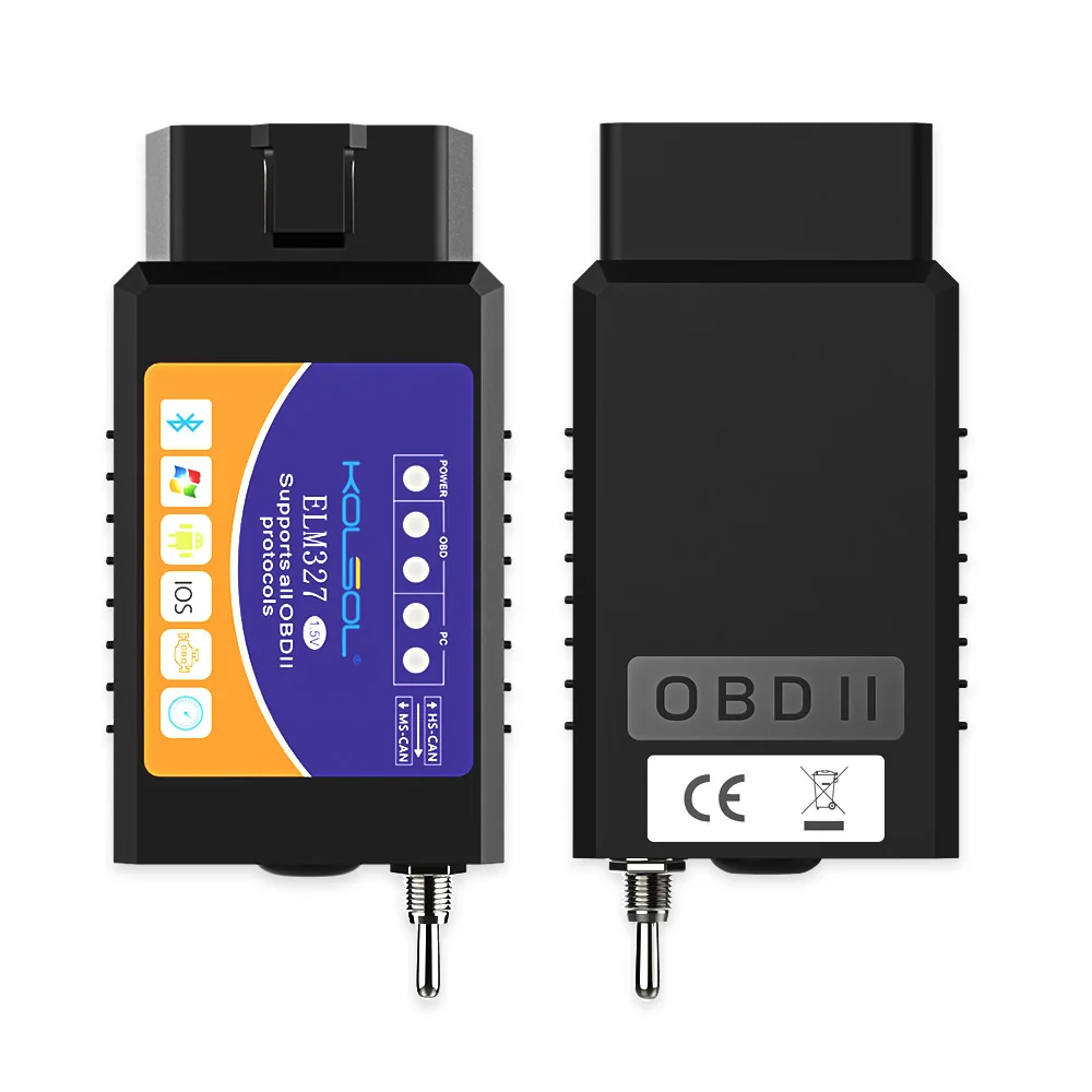 KOLSOL ELM327 Bluetooth OBD2 сканер V1.5 с переключателем модифицированный для Ford CH340 + 25K80 чип HS
