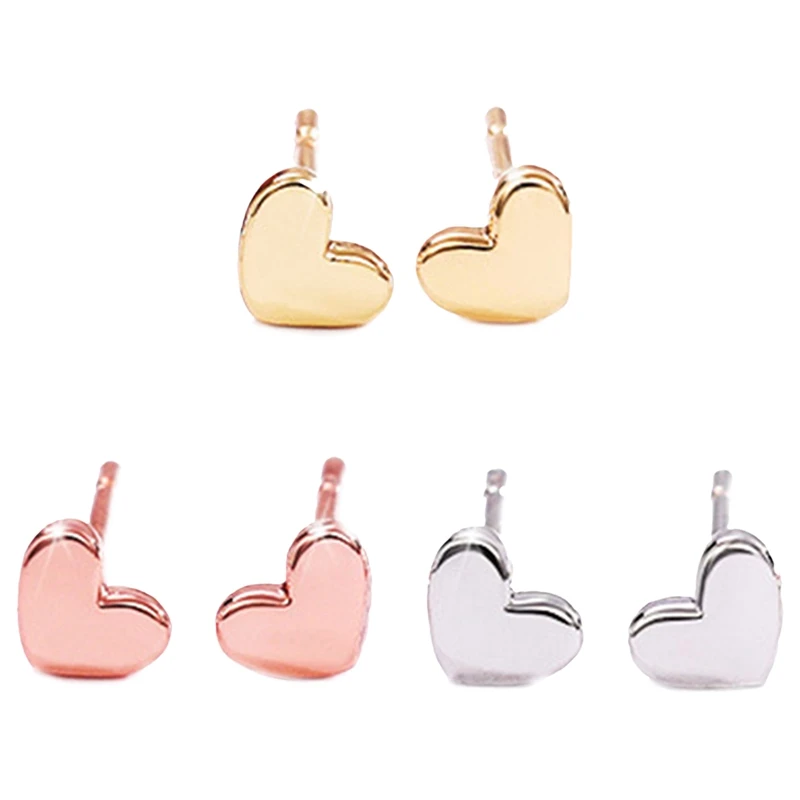 

Not Fade Stainless Steel Earrings for women Small Heart Stud Earrings Wholesale Tiny Korean Clip on Earring Jewelry 3 Styles