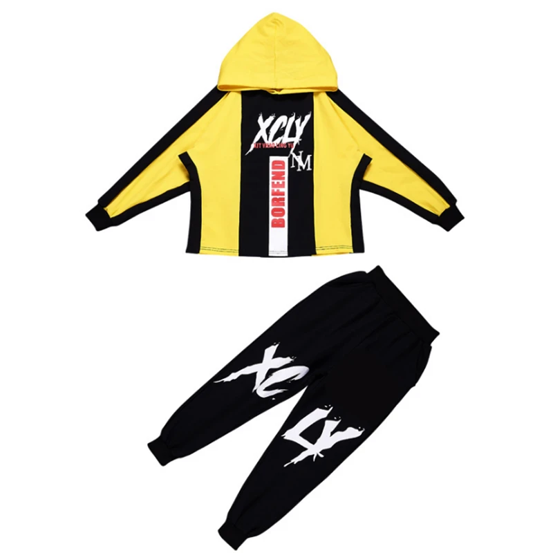 Fall Hip Hop Costume Children's Clothing Set Outfit Boys Long Sleeve Sports Suit Kids Hoodies+ Pants 2 Pcs Set Tracksuit