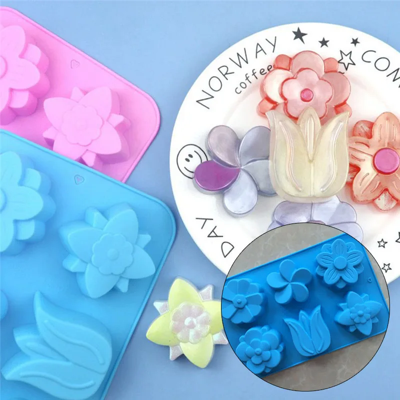 

Silicone Aromatherapy Plaster mold Cake mold Different flower shaped 6 connect