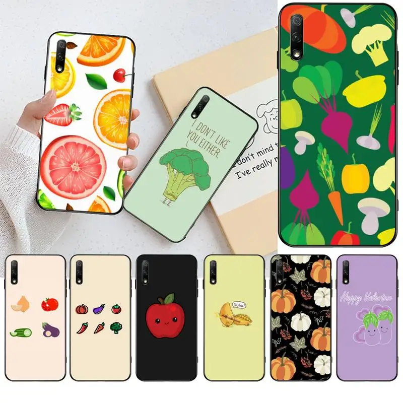 Овощи брокколи Тыква томатные баклажаны ТПУ Черный чехол для телефона корпус Huawei