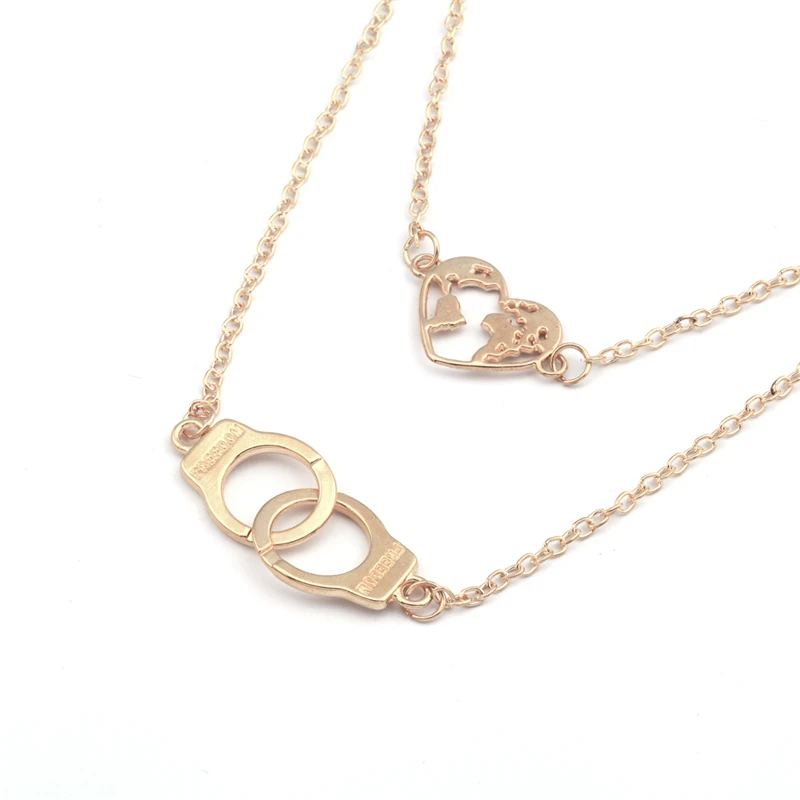 Длинное заявление золотой цвет карта наручники ожерелья с сердечками &amp Кулоны