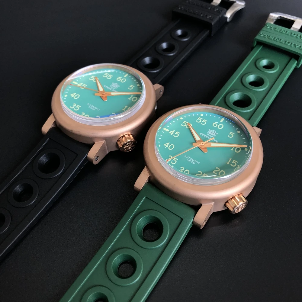 

STEELDIVE 1910S Deep Dive Master 1000m Japan NH35 Bronze Automatic Watch Men Sapphire NH35 CuSn8 Bronze Dive Watch C3 Luminous