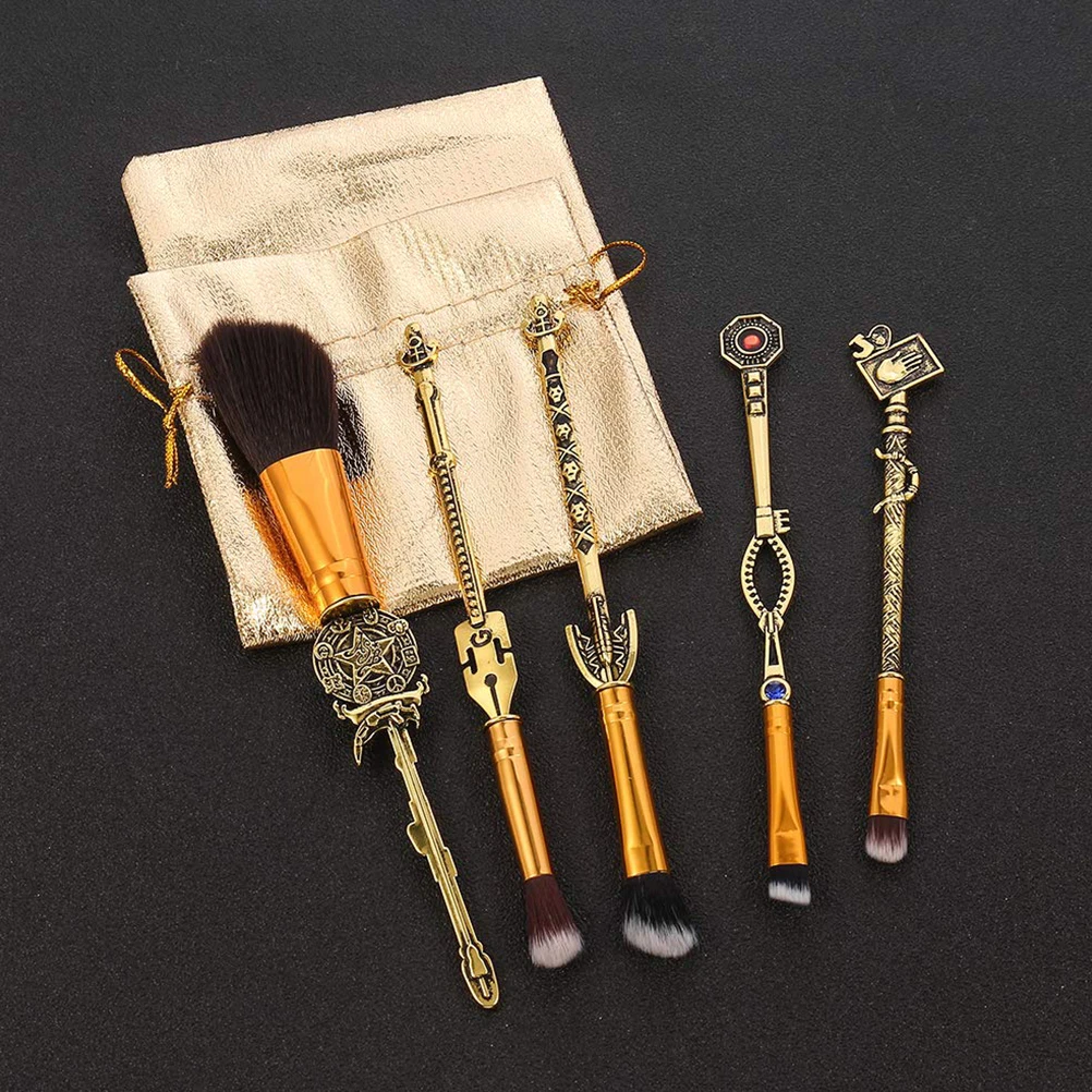 

5pcs/set Anime JoJo Bizarre Adventure Makeup Brush Cosplay Accessories Foundation Blending Brush Female Makeup Tool with bag