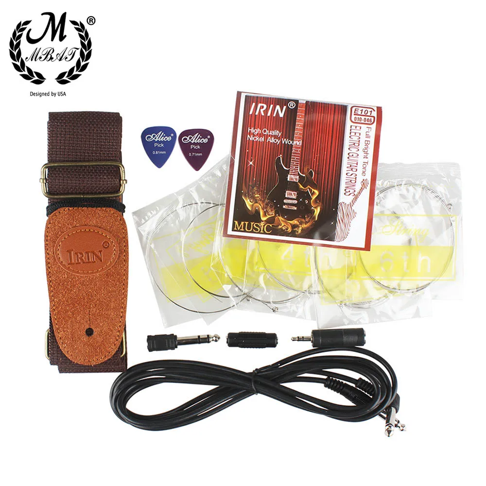 

M MBAT 7Pcs/Set E101 Electric Guitar Strings Suspender Strap Guitar Pick Audio Cable Connecting Line Connector Plug Accessories