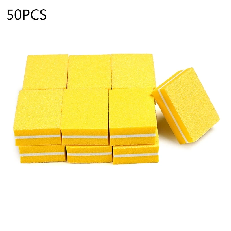 50pcs Double-sided Mini Nail File Blocks Colorful Nails Polish Sanding Buffer Strips Polishing