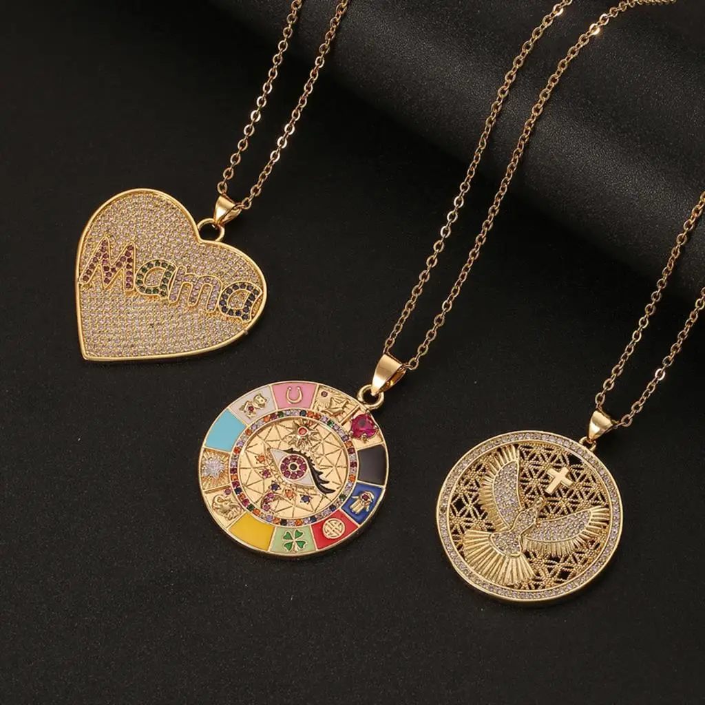 Fashion Color Enamel Pendant Necklace For Women Girl Party Religious Evil Eye Heart Shape Jewelry Gift | Украшения и аксессуары