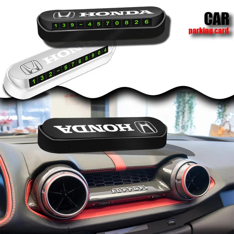 

1pcs Car Temporary Parking Card Phone Number Card Plate Car Decorative for Honda Civic XR-V HR-V City Accord Odyssey Spirior CRV