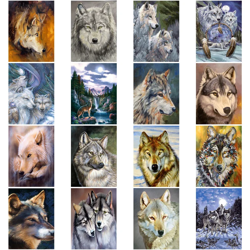 

Animal Diy Diamond Painting Arctic Wolf Round Diamond Square Diamond Art Bead Embroidery Modern Bedroom Decoration