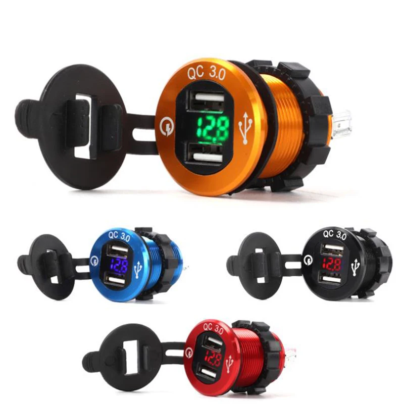 Двойной USB QC 3 0 Автомобиля Зарядное устройство Алюминий гнездо Мощность выход с