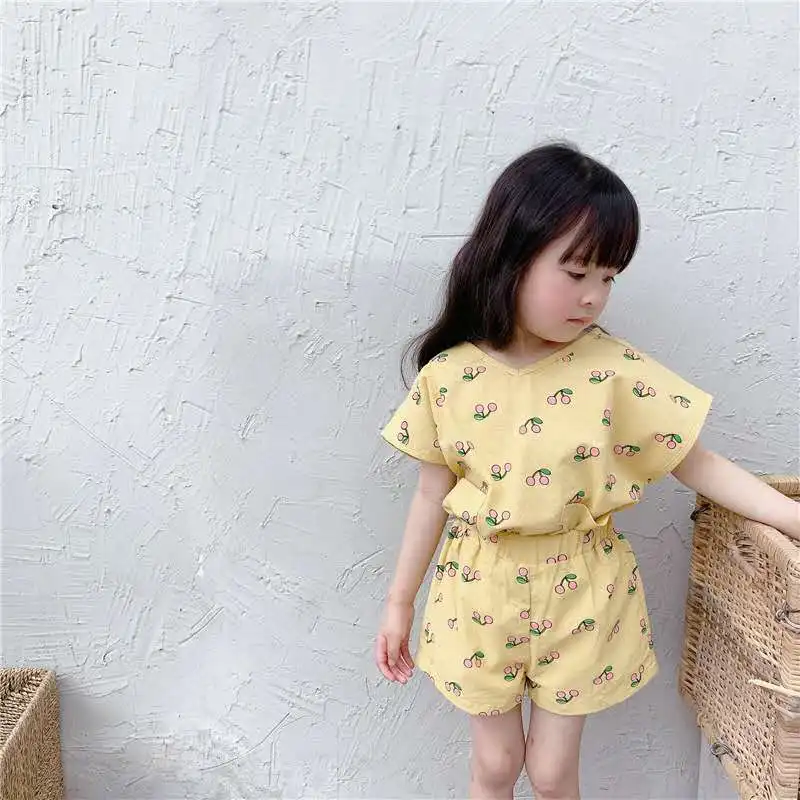 Детская одежда 2020 летние новые продукты для девочек Корейская версия вишневого