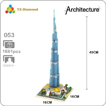 Khalifa Tower YZ архитектура Тадж-Махал замок пизанский Лувр Башня Халифа башня мост алмазное здание маленькие блоки игрушка без коробки - Цвет: Khalifa Tower