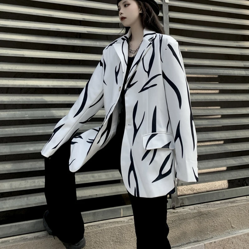 

XITAO Print Pattern Single Breasted Blazer Women 2021 Spring Casual Fashion New Style Temperament All Match Women Clothes ZY3991