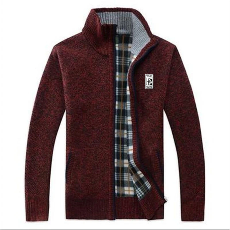 

Rolls Royce car LOGO new men's business casual sweater cardigan men's slim knitted sweater coat autumn and winter M-3XL