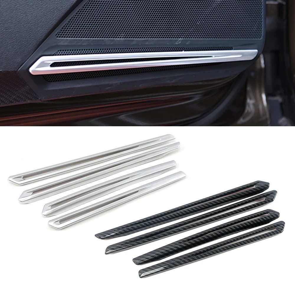 

For Volkswagen VW Tiguan MK2 2017-2019 Carbon Fiber Color Speaker Audio Trim Strips Garnish Silver ABS Sticker