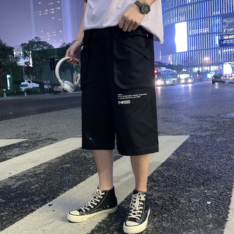 

2021 Summer Men's Streetwear Cargo Shorts Men's Joggers Sweatshorts Knee Length Short Pants Men's Hip Hop Short Pants