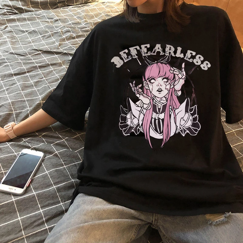 

New Ins Harajuku Plus Size Loose Print Top Gothic T-shirt Punk Tee Y2k T-shirt Summer Street Retrostyle T-shirt Women 00029