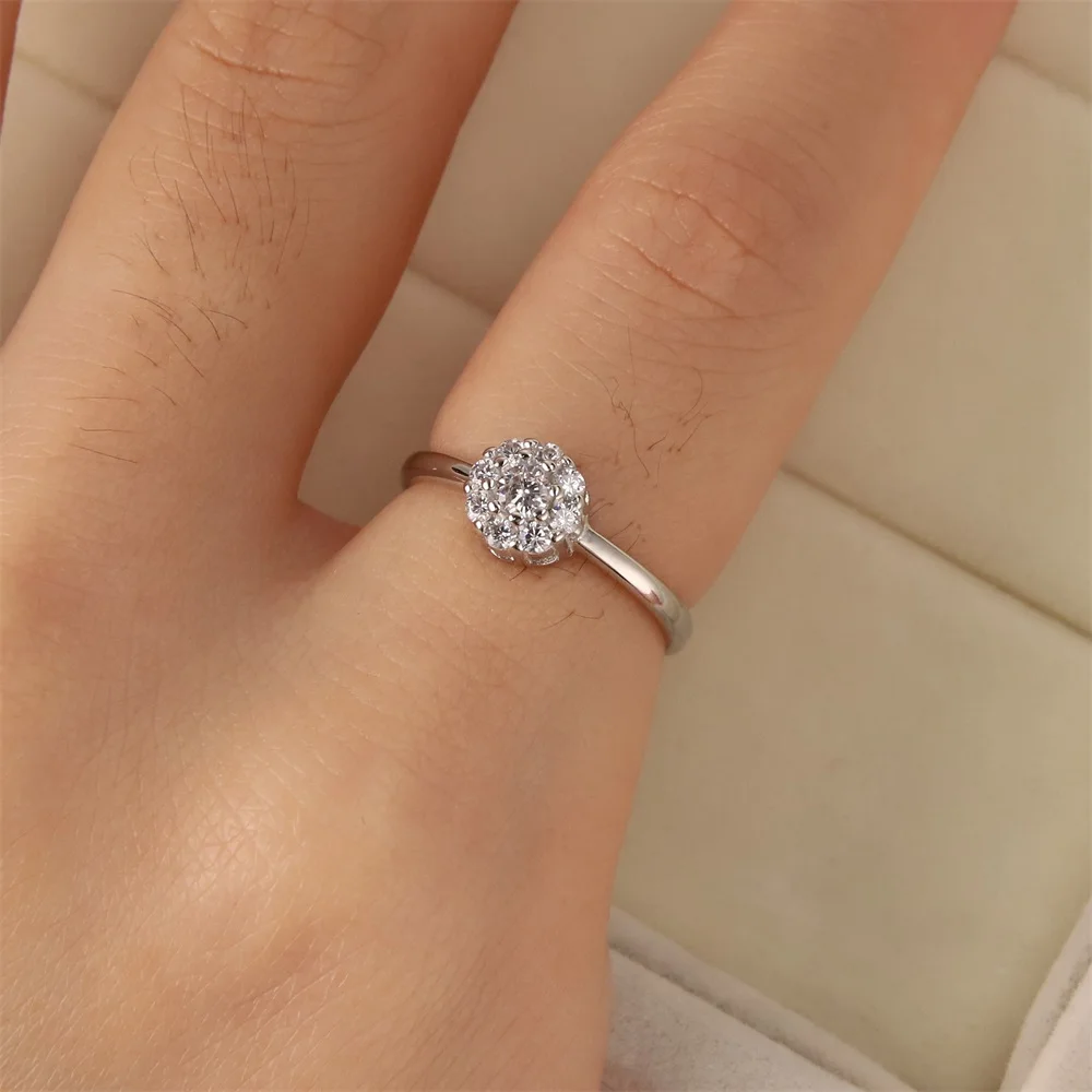 

Korean Version Of Fashion Simple Fresh Starry Diamond Ring S925 Silver Female Inlaid Zircon Engagement Ring Romantic Gift