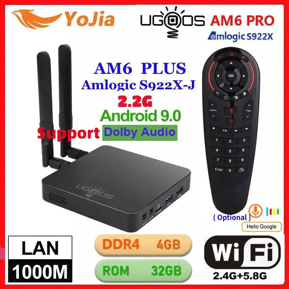 UGOOS AM6 плюс ТВ BOX Android 9,0 Amlogic S922X AM6 Pro 4K Media Player DDR4 4 Гб Оперативная память 32GB Встроенная память 2,4/5G WiFi 1000M LAN BT 2G16G OTA