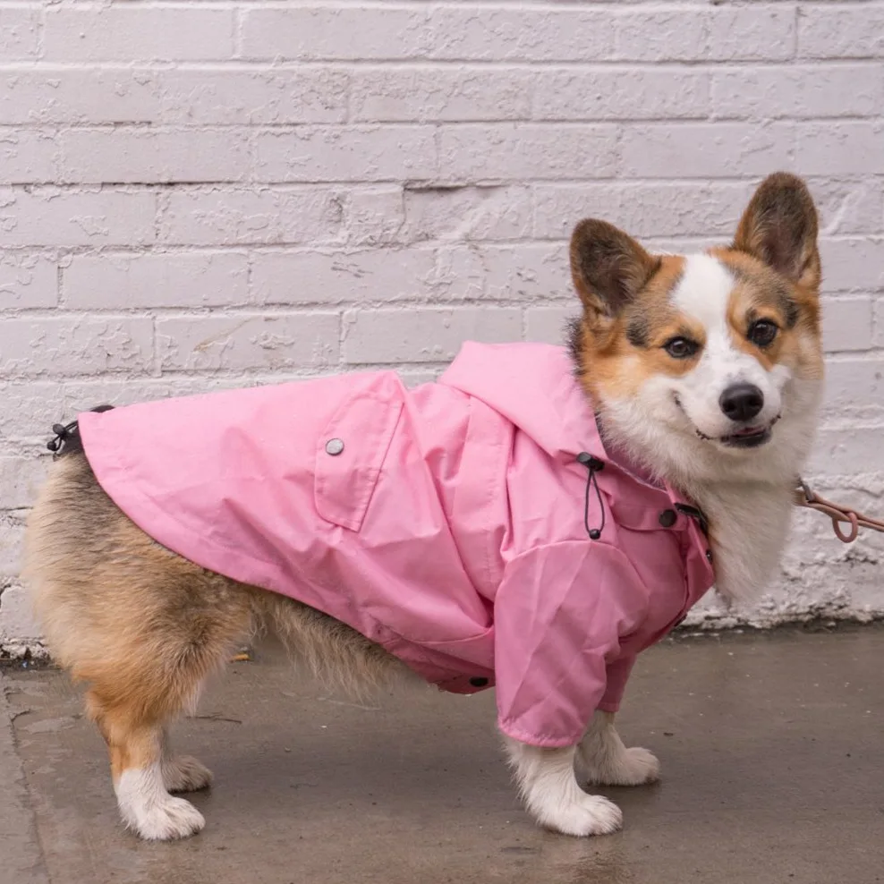 

S-5XL England Retro Dog Clothe Windproof Raincoat Outdoor Windproof Jackets Pet Fashion Pink Costume for General Purpose Dogs