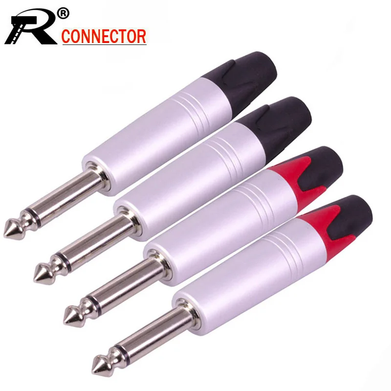 100 шт./лот 6 35 мм 2 полюса моно штекер разъем провода для пайки 1/4 дюйма sopomore