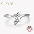 Ailmay Новое поступление 925 стерлингового серебра змея Форма открытое регулируемое кольцо на палец для женщин, для девочек вечерние аксессуары для ювелирных изделий