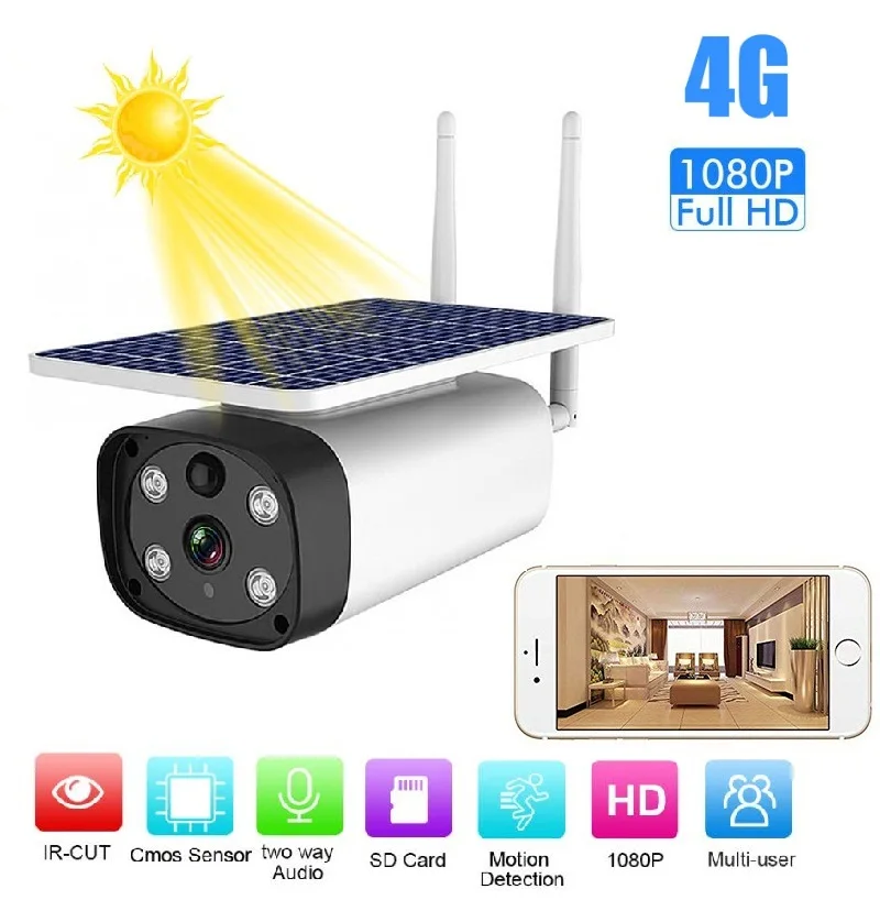 IP67 Водонепроницаемый солнечной энергии 4g wifi ip камера sony сенсор Ster licht IR vision