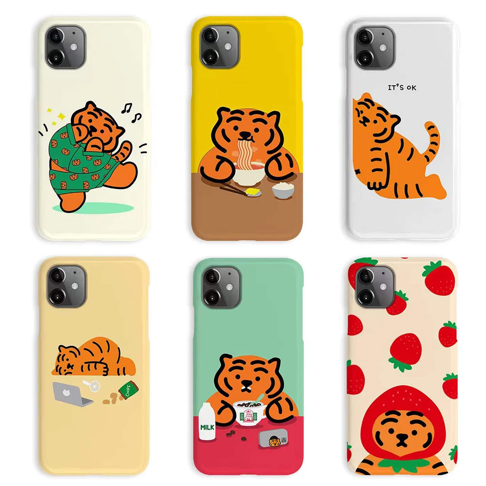 

Cute Working Tiger Case for iPhone 13 12 11 Pro Max XR XS Samsung Huawei Cartoon Animal Protective Back Cover