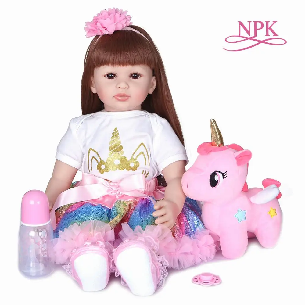 NPK 60 см Мягкая силиконовая Кукла Reborn игрушка для девочки два цвета волос