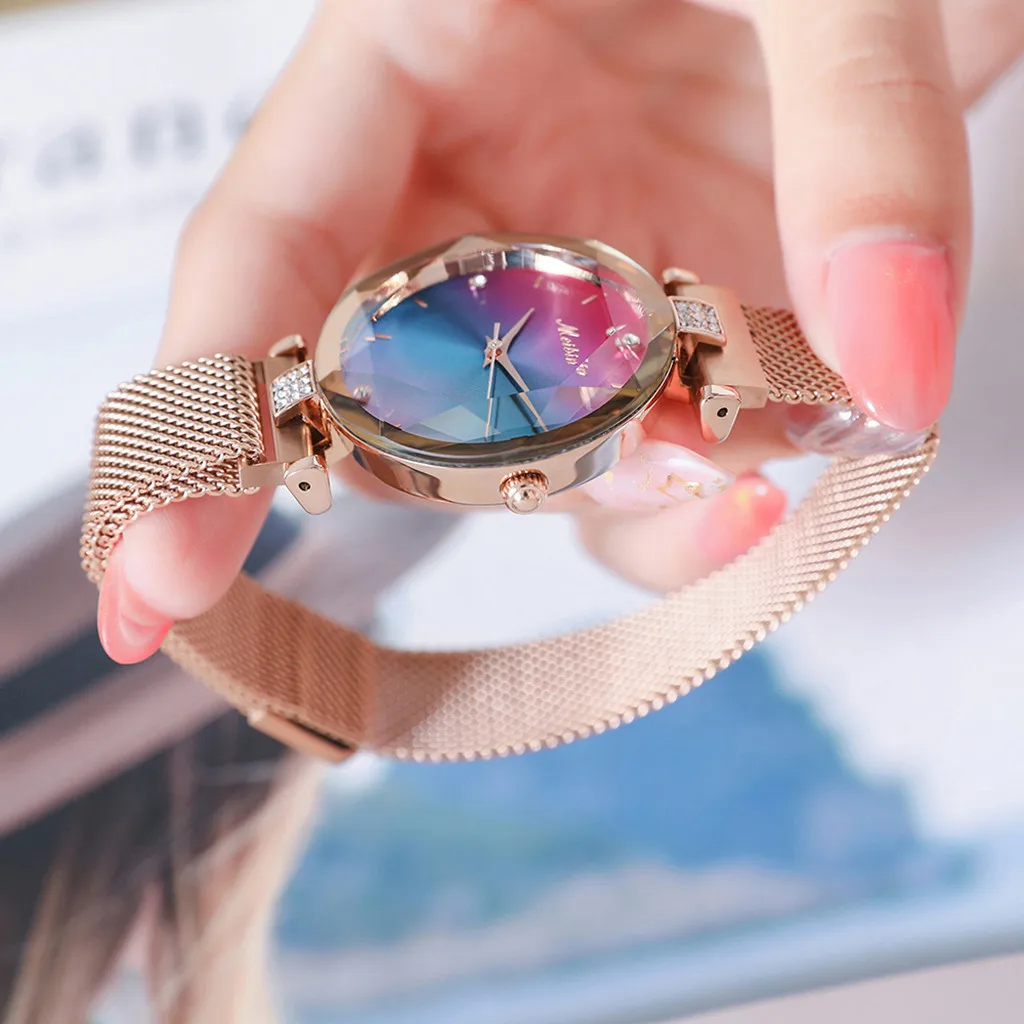 Meibin алмазные геометричные многоугольные магнитные женские часы на ремешке relogio