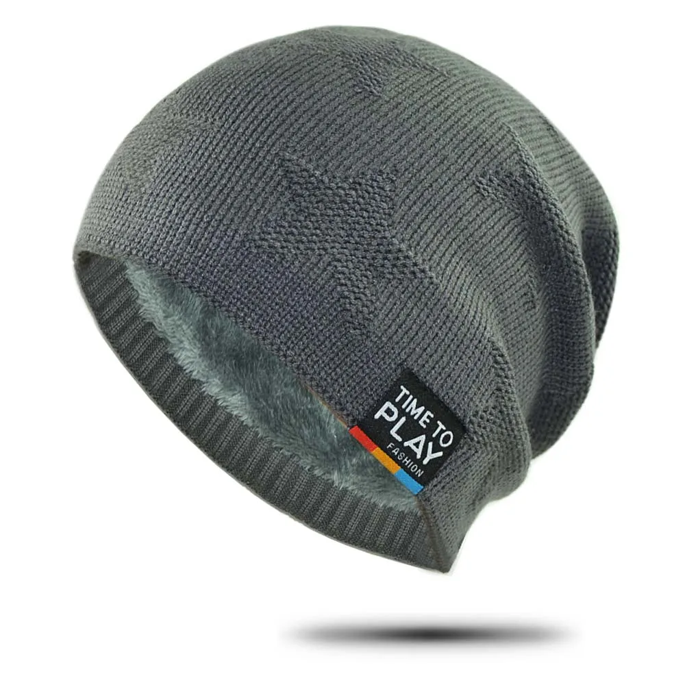 Новинка 2019 Мужская зимняя шапка плотные флисовые вязаные шапки с акриловой