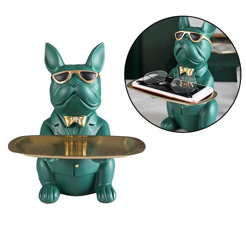 

Statue Bulldog Statue Storage Tray Resin Art Home Decoration Sculpture Figurine Animal Lover Collection Figurine